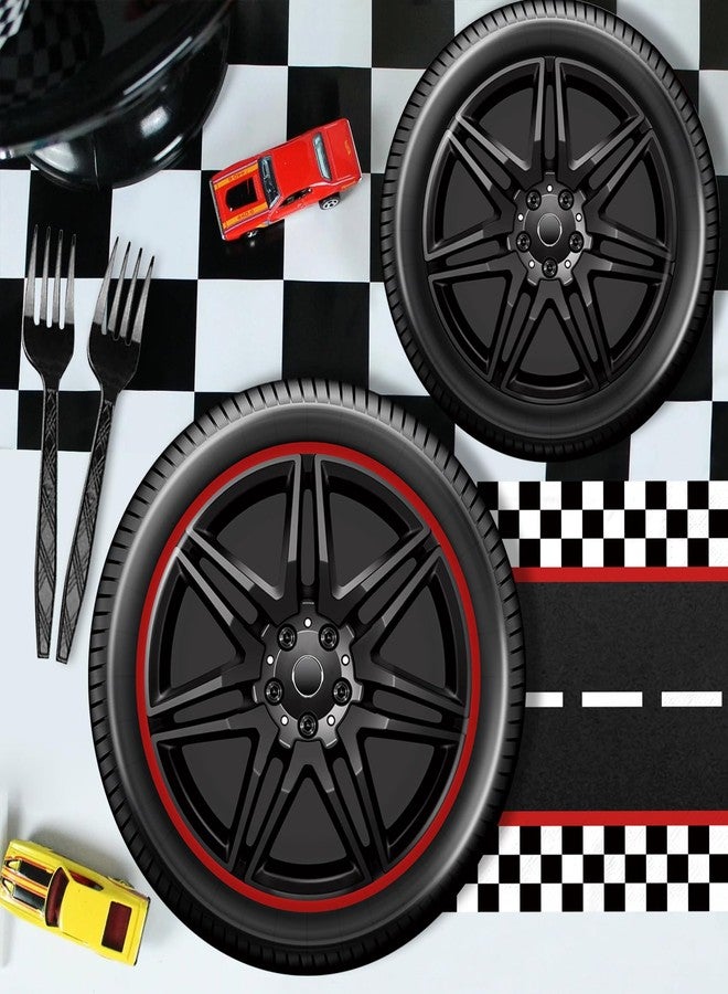 BQK 96 Pcs Race Car Plates and Napkins Party Supplies Race Car Birthday Party Decorations Race Car Party Favors Race Car Party Supplies for Boys - Image 5